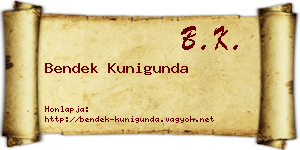 Bendek Kunigunda névjegykártya